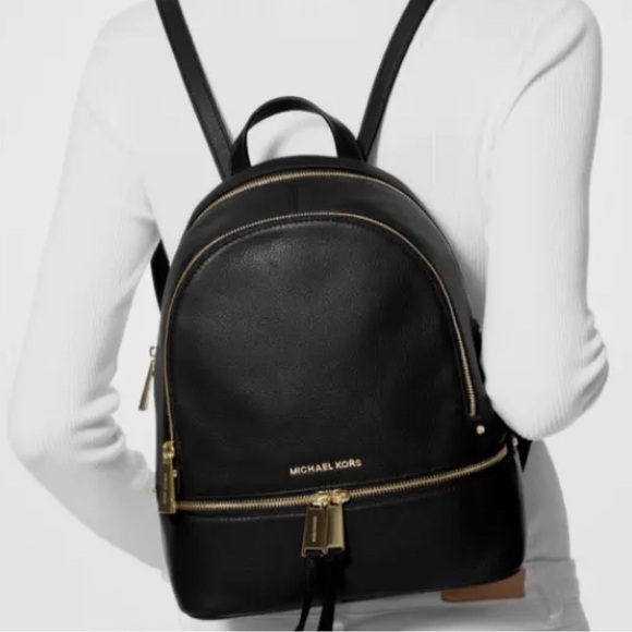Michael Kors Handbags - 13- Michael Kors Rhea Medium Leather Backpac
